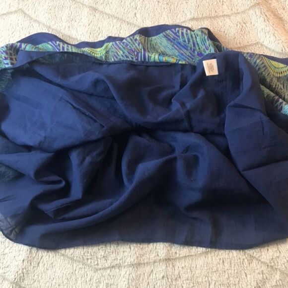 Anthropologie Silk Skirt Peacock Feather Print Kimchi Blue - Picture 11 of 14